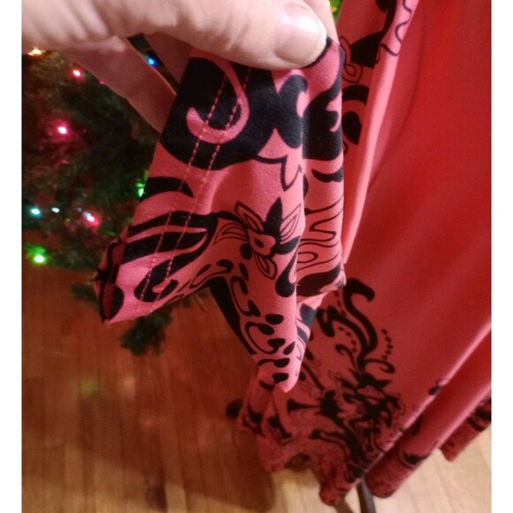 White Mark Red & Black Tunic Pullover Sz 3X Handkerchief Hem Boho Blouse Top - Picture 4 of 7